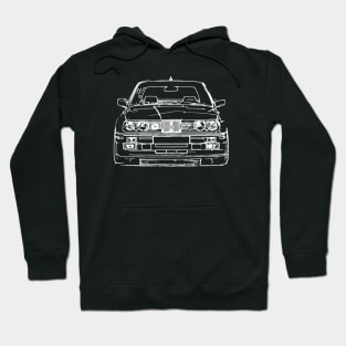 White E30 Car Sketch Art Hoodie